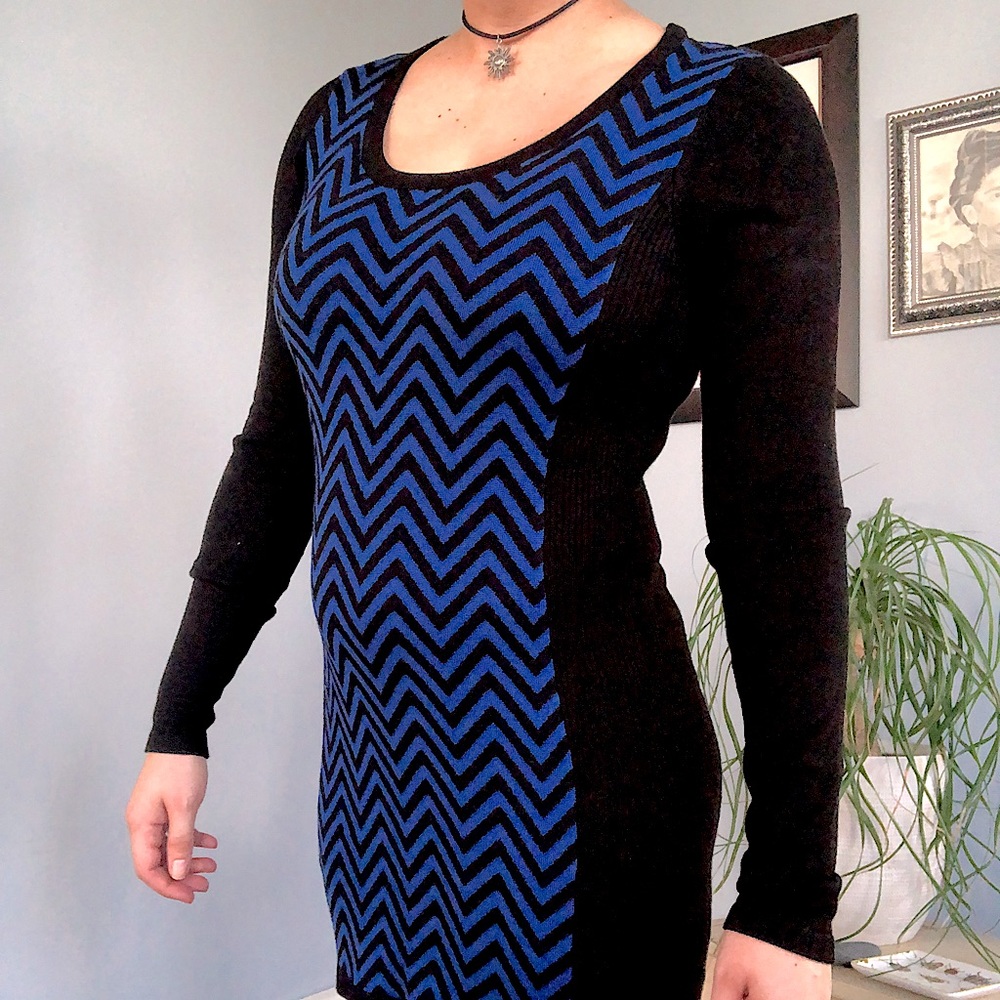 Royal Blue & Black Chevron Dress